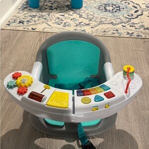 Infantino Teal and Gray Baby Music & Lights Activity Booster Seat with Play Tray